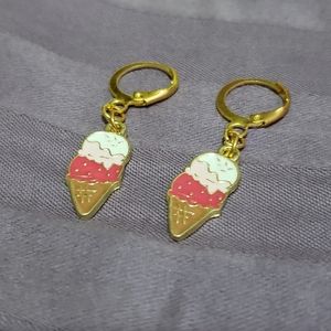 🍦 ICE CREAM CONE GOLD DANGLE EARRINGS 🍦